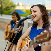 A band playing outside.